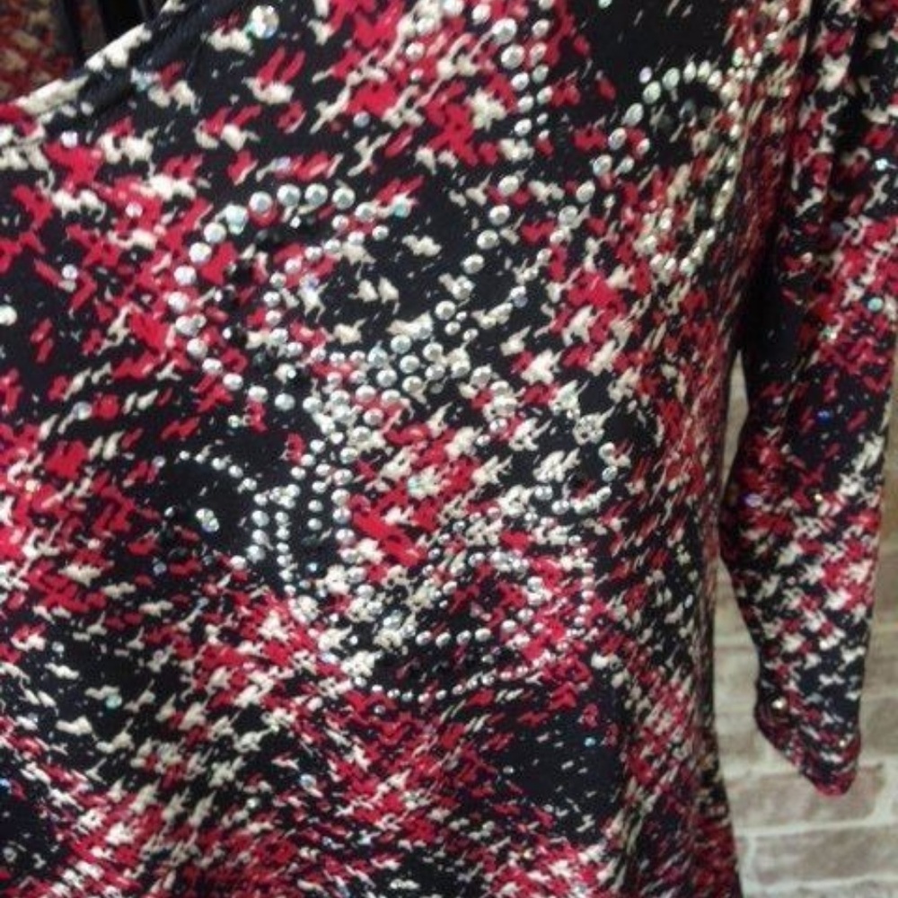 Brittany Black Red Black Herringbone Top Crystals